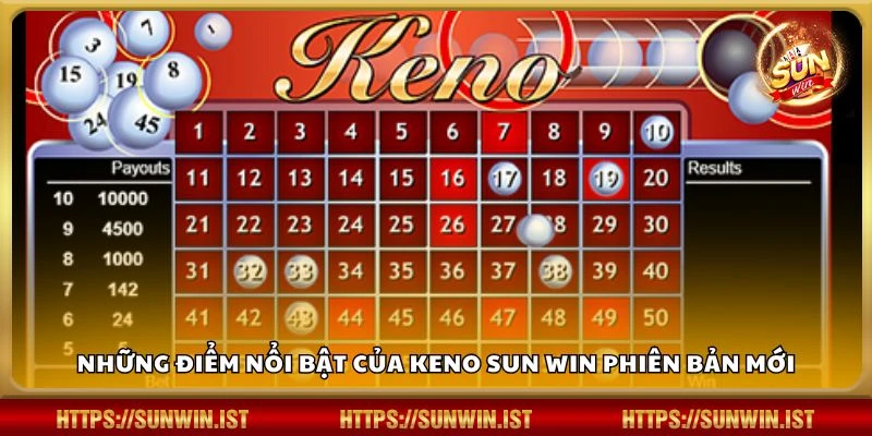 Những điểm nổi bật của Keno Sun win phiên bản mới